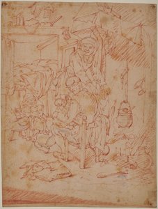 Nederlands interieur door Adriaen Jansz. van (attr. to) Ostade