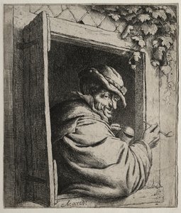 De roker bij het raam door Adriaen Jansz. van Ostade