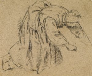 Vrouw die zich bukt, 1656 door Adriaen Jansz. van Ostade