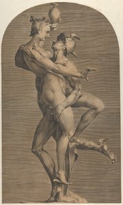 Mercurius ontvoert Psyche door Adriaen de Vries