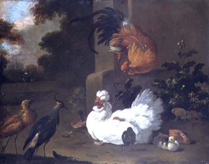 Een ruft, een kievit en kuikens bij een opstapblok door Adriaen van Oolen