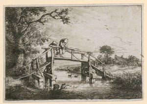Vissers op de brug door Adriaen van Ostade