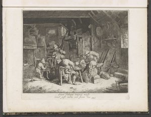 Boeren aan een maaltijd in een herberg door Adriaen van Ostade