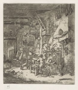 Boerengezin in interieur