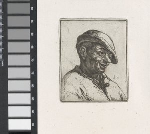 Buste van een lachende boer door Adriaen van Ostade