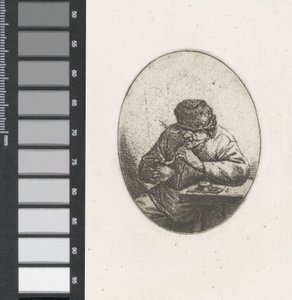 Buste van een lachende boerin door Adriaen van Ostade