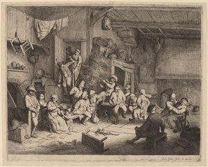 Dans in een taverne door Adriaen van Ostade