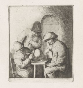 Drie mannen met een lege kruik