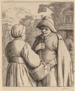 Man en vrouw in gesprek door Adriaen van Ostade