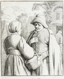Man en vrouw in gesprek door Adriaen van Ostade