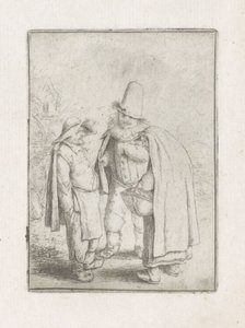 Man met plooikraag bij een boerenpaar Drie groteske figuren door Adriaen van Ostade