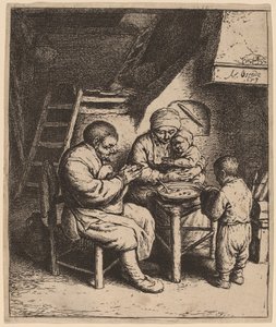 Boerenfamilie zegt genade door Adriaen van Ostade
