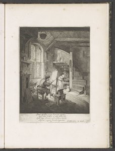 Schilder in zijn atelier door Adriaen van Ostade