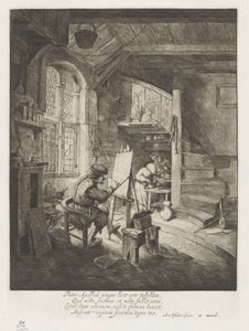 Schilder in zijn atelier