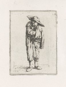 Staande boer met hand in zijn mantel door Adriaen van Ostade