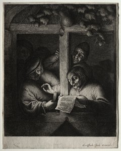 De kerstzangers door Adriaen van Ostade