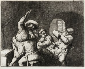 De ruzie van de boeren door Adriaen van Ostade