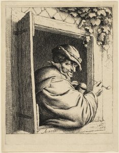 De roker bij het raam door Adriaen van Ostade
