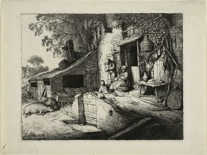 De draaiende vrouw door Adriaen van Ostade