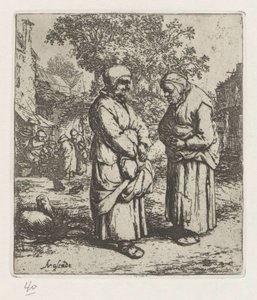 Twee oude vrouwen in gesprek door Adriaen van Ostade