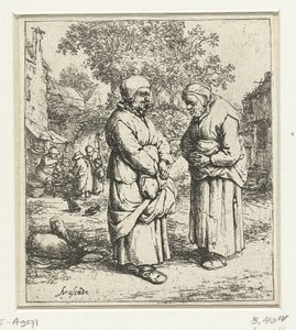 Twee oude vrouwen in gesprek door Adriaen van Ostade