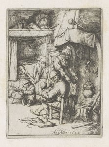 Vader voert een kind door Adriaen van Ostade