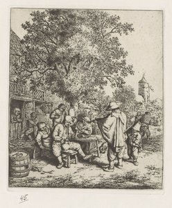 Vioolspeler en een jonge lierdraaier door Adriaen van Ostade