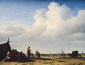 Uitzicht op het strand door Adriaen van de Velde