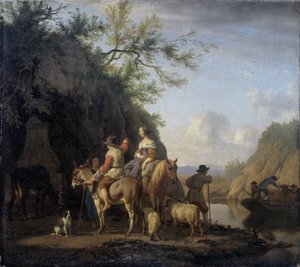 Veerboot door Adriaen van de Velde