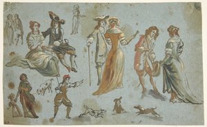 Figurenstudies door Adriaen van de Velde