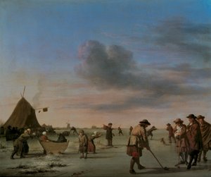 Golfers op het ijs bij Haarlem, 1668