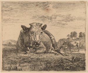 Liggende koe door Adriaen van de Velde