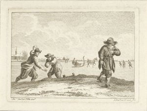 Sneeuwbalgooiers, gegraveerd door Anthonij van der Haer, c.1745-85