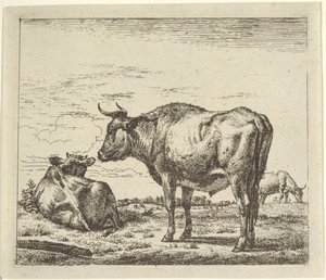 Staande stier, uit Verschillende dieren door Adriaen van de Velde