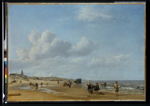 Het strand van Scheveningen door Adriaen van de Velde