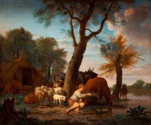 De vissende herder door Adriaen van de Velde