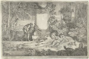 Slapende herderinnen door Adriaen van der Kabel