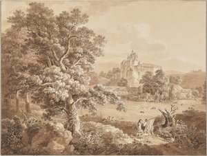 Vissers op de rivier Zschopau bij kasteel Kriebstein, Saksen door Adrian Zingg