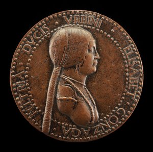 Elisabetta Gonzaga, overleden 1526, Hertogin van Urbino, Echtgenote van Guidobaldo I 1489..., waarschijnlijk na 1502 door Adriano Fiorentino