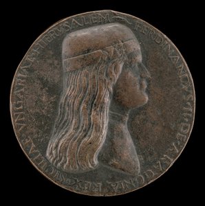 Ferdinand II van Aragon, overleden 1496, Prins van Capua en Koning van Napels 1495 [voorzijde], 1495 door Adriano Fiorentino