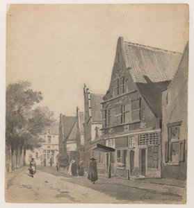 Gezicht op de Zuiderhavendijk te Enkhuizen door Adrianus Eversen