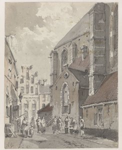 Gezicht te Amersfoort, rechts een deel van de St. Joriskerk