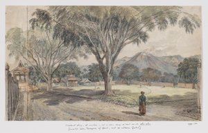 Gezicht op de alun-alun van een dorp door Adrianus Johannes Bik