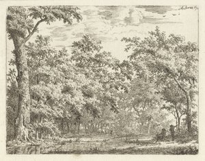 Twee figuren bij het water in het bos door Adrianus Serné