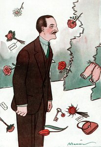 Cartoon van de Franse komiek Victor Boucher (1877-1942) - Tekening door Adrien Barrere (1877-1931) uit Fantasio door Adrien Barrere