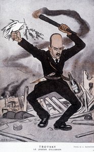 Leon Trotski (Trotski) (1879-1940), de illusiespeler - cartoon door Barrère, in 