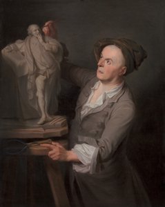 Louis-François Roubiliac modelleert zijn monument voor Shakespeare