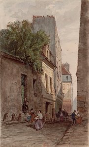 Maison du diacre François de Pâris (1690-1727), Parijs, rue des Bourguignons (huidige boulevard de Port-Royal). Tekening door Adrien Dauzats (1804-1868)