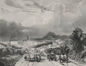 Vue generale de Riom, Auvergne, 1829