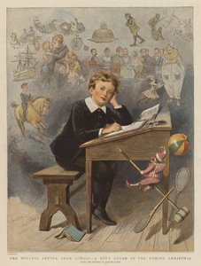 De vakantiebief van school, de droom van een jongen over het komende kerstfeest